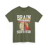 Brain Surgery Survivor Brain Health T-Shirt - Military Green