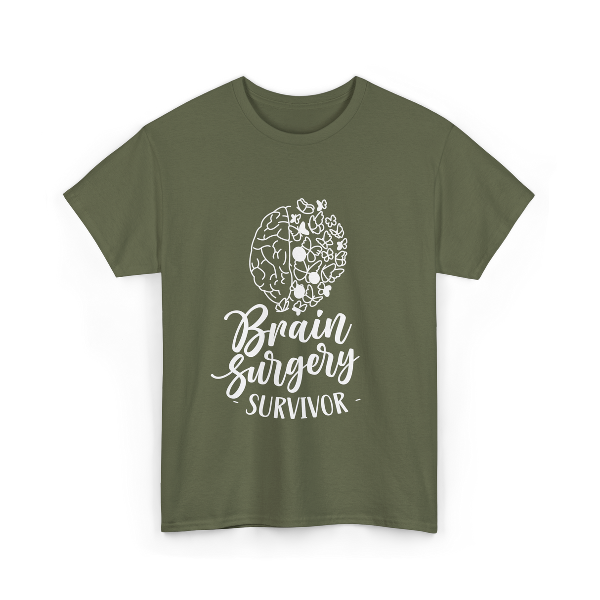 Brain Surgery Survivor Medical Journey T-Shirt - Military Green