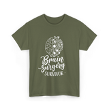 Brain Surgery Survivor Medical Journey T-Shirt - Military Green