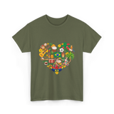 Brazil Heartbeat Cultural Display T-Shirt - Military Green