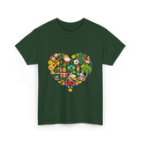 Brazil Heartbeat Cultural Display T-Shirt - Forest Green