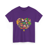 Brazil Heartbeat Cultural Display T-Shirt - Purple