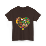 Brazil Heartbeat Cultural Display T-Shirt - Dark Chocolate