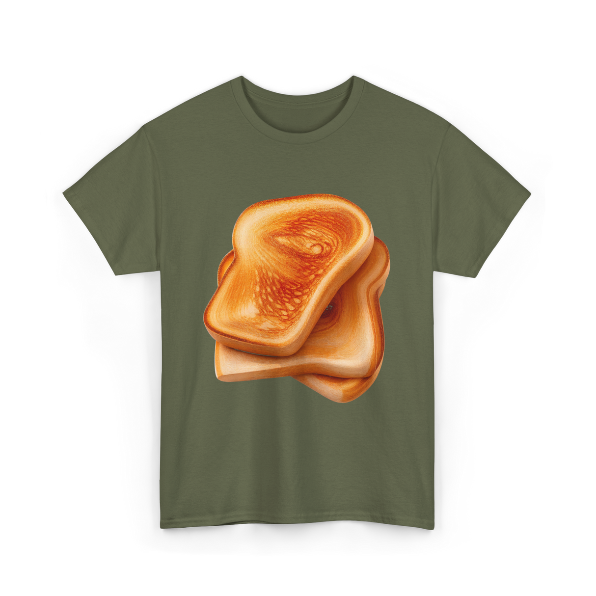 Bread Toast Food Toasting T-Shirt - Military Green