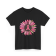 Breast Cancer Awareness Pink Flower T-Shirt - Black