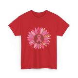 Breast Cancer Awareness Pink Flower T-Shirt - Red