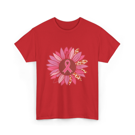 Breast Cancer Awareness Pink Flower T-Shirt - Red