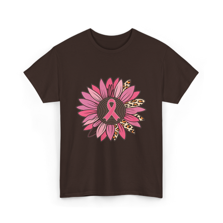 Breast Cancer Awareness Pink Flower T-Shirt - Dark Chocolate