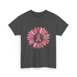 Breast Cancer Awareness Pink Flower T-Shirt - Dark Heather