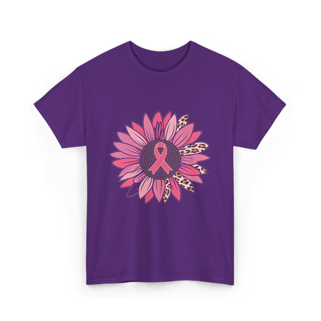 Breast Cancer Awareness Pink Flower T-Shirt - Purple