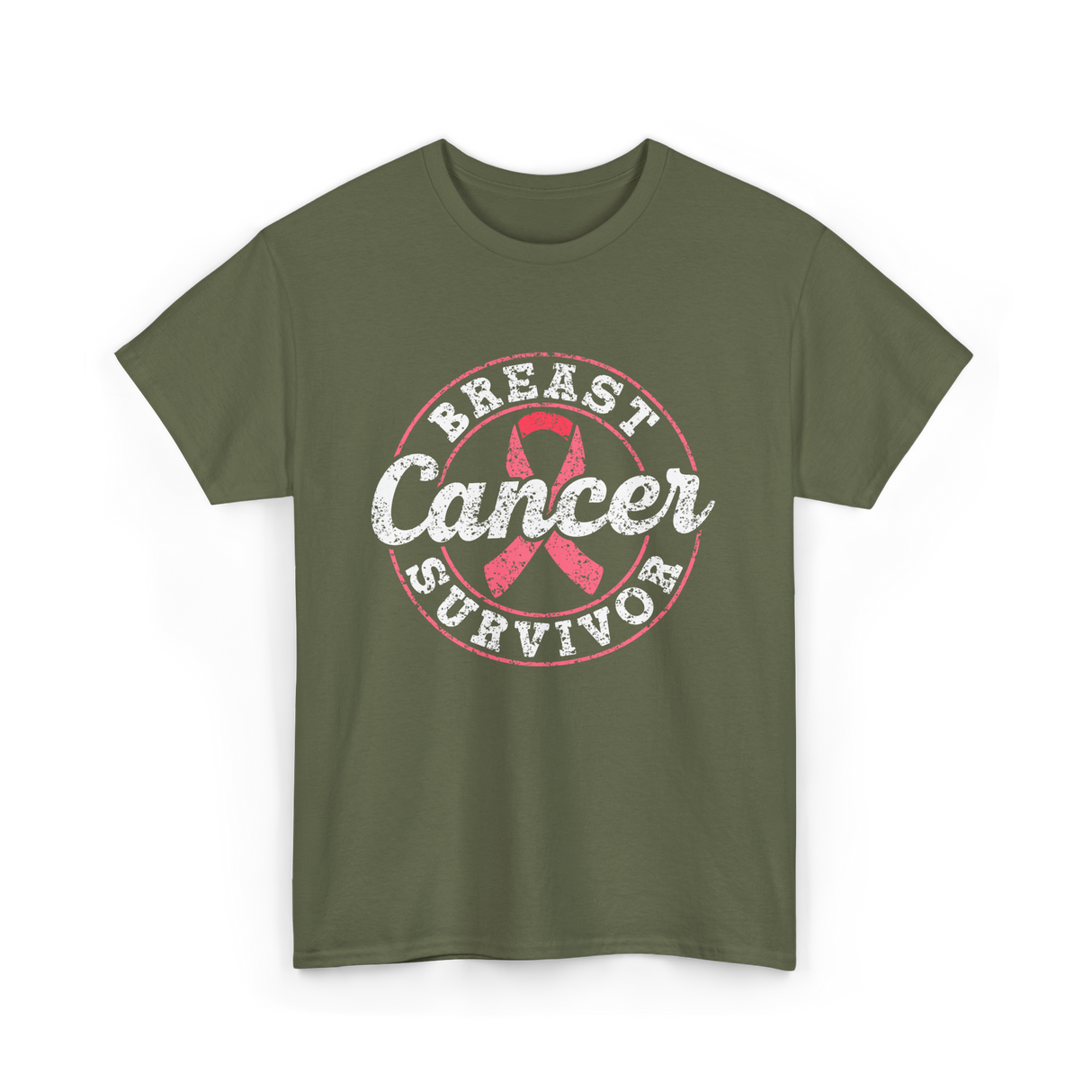 Breast Cancer Survivor Awareness Survivor T-Shirt - Military Green