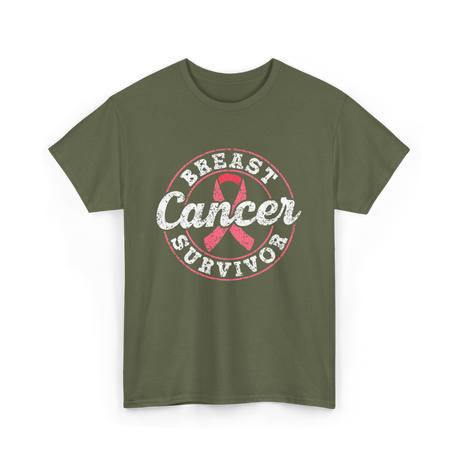 Breast Cancer Survivor Awareness Survivor T-Shirt - Military Green