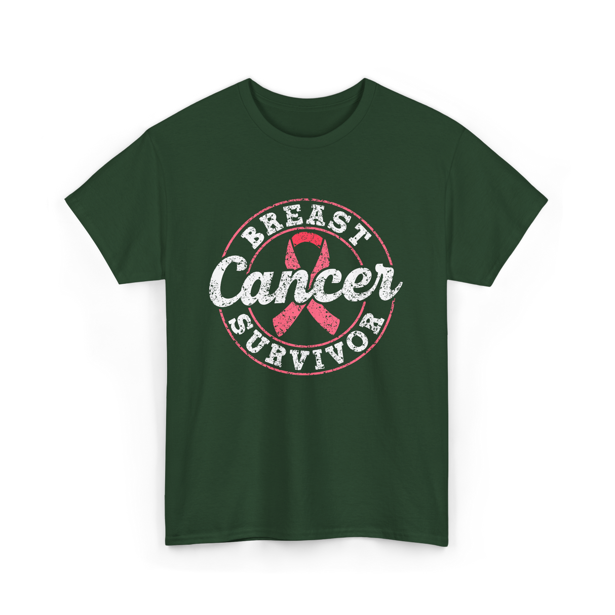 Breast Cancer Survivor Awareness Survivor T-Shirt - Forest Green