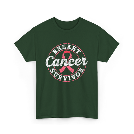 Breast Cancer Survivor Awareness Survivor T-Shirt - Forest Green