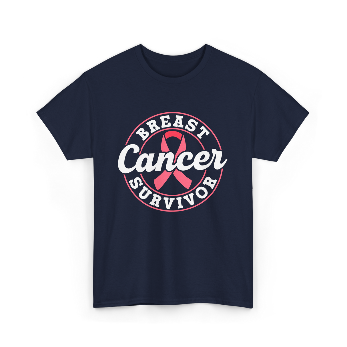 Breast Cancer Survivor Awareness T-Shirt - Navy