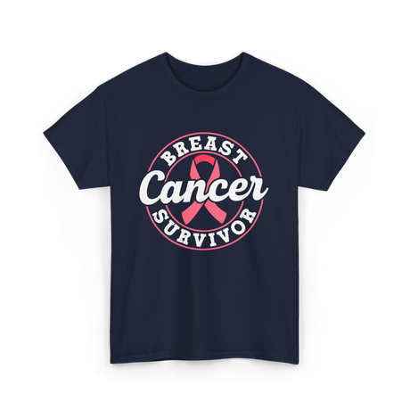 Breast Cancer Survivor Awareness T-Shirt - Navy