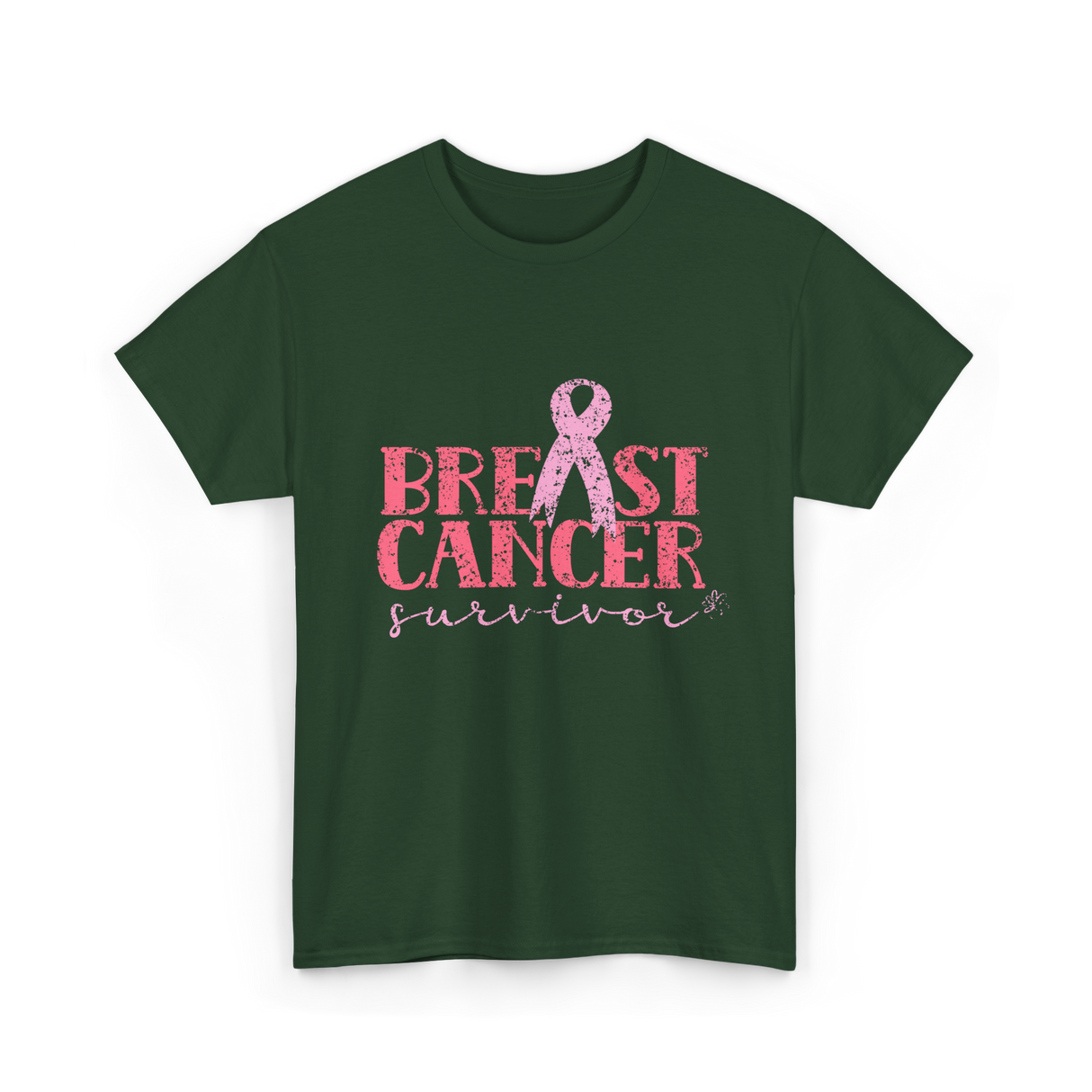 Breast Cancer Survivor Awareness T-Shirt - Forest Green