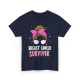 Breast Cancer Survivor Awareness T-Shirt - Navy