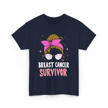 Breast Cancer Survivor Awareness T-Shirt - Navy