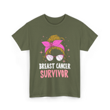 Breast Cancer Survivor Awareness T-Shirt - Military Green