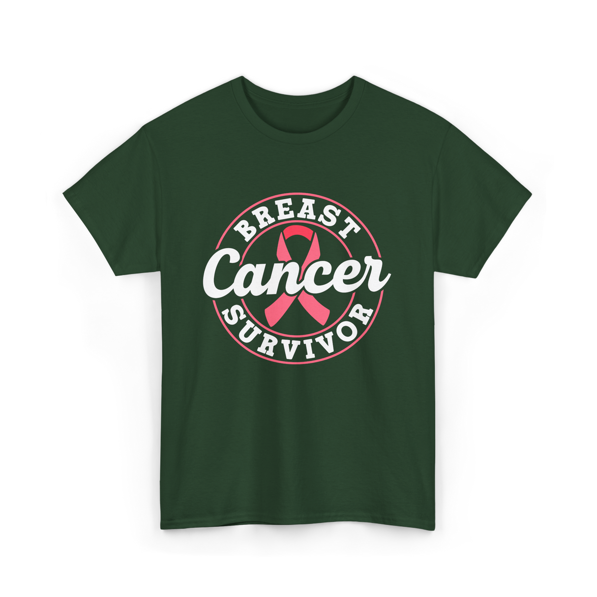 Breast Cancer Survivor Awareness T-Shirt - Forest Green