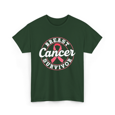 Breast Cancer Survivor Awareness T-Shirt - Forest Green