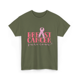 Breast Cancer Survivor Awareness T-Shirt - Military Green