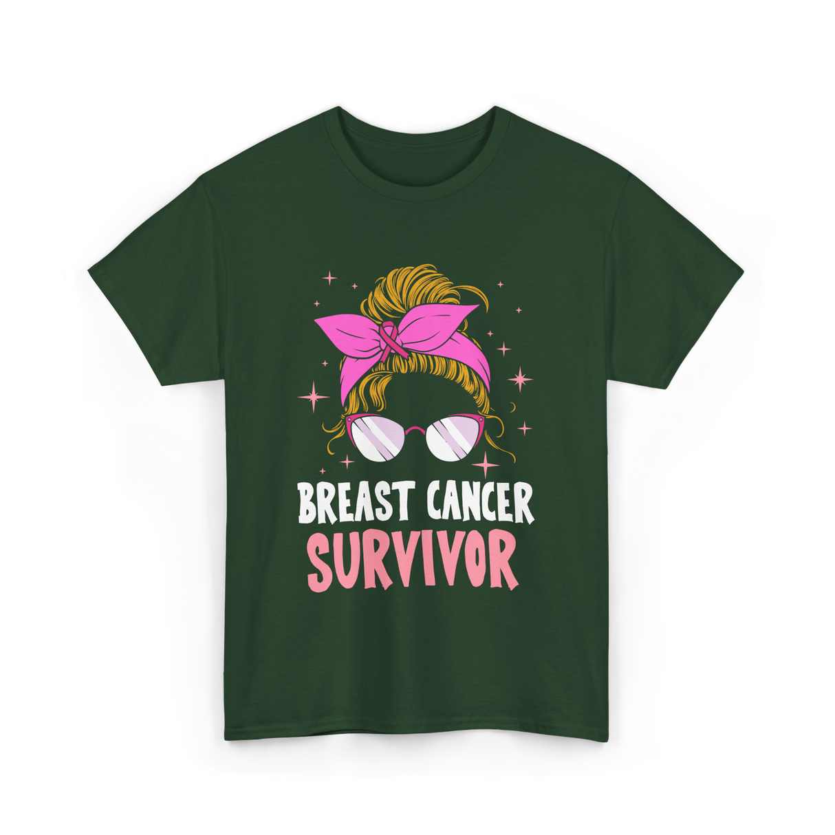 Breast Cancer Survivor Awareness T-Shirt - Forest Green