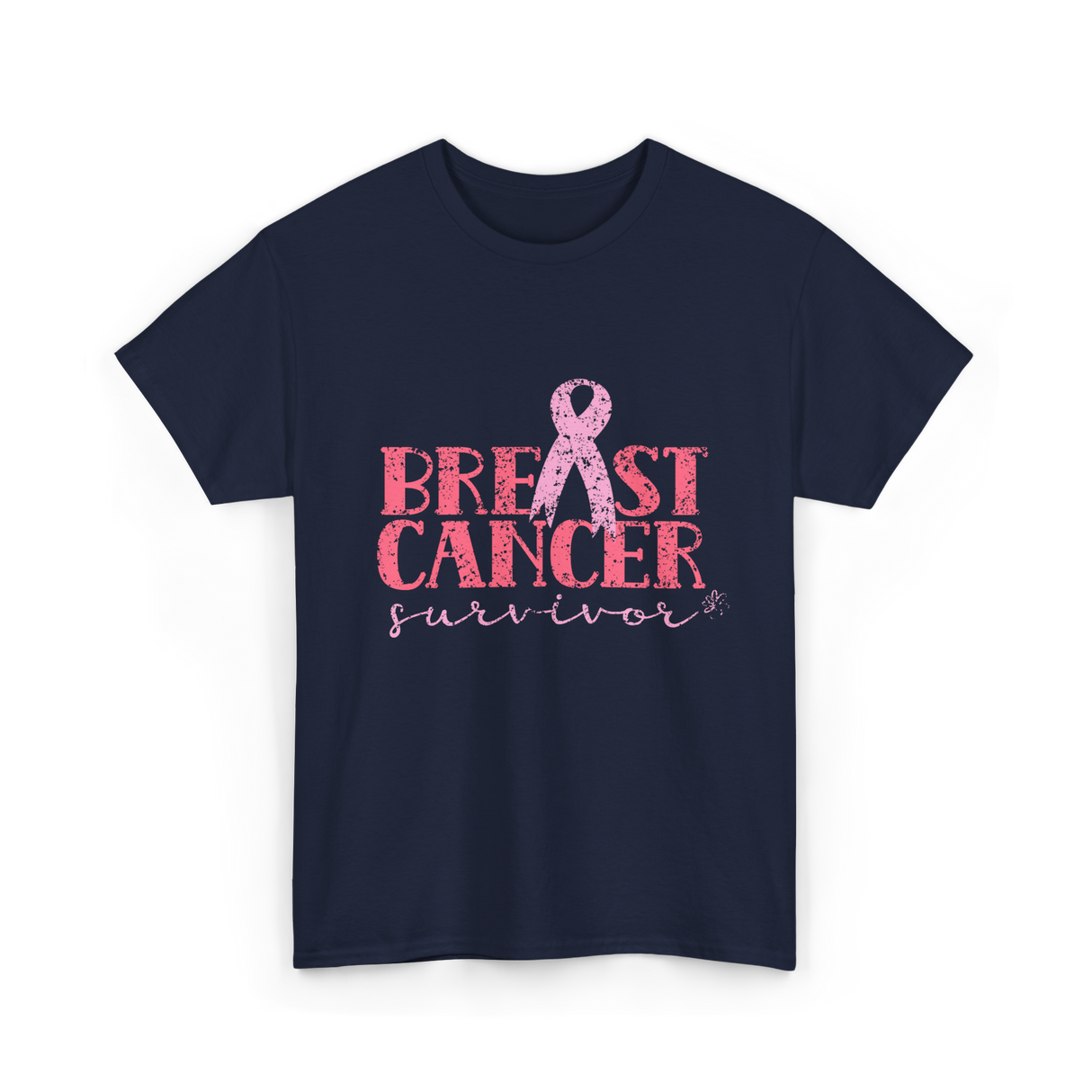 Breast Cancer Survivor Awareness T-Shirt - Navy