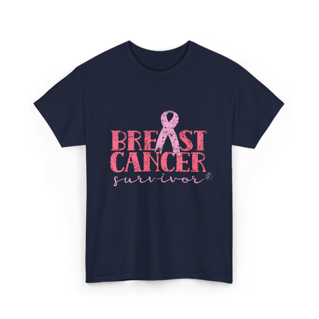 Breast Cancer Survivor Awareness T-Shirt - Navy