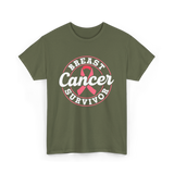 Breast Cancer Survivor Awareness T-Shirt - Military Green