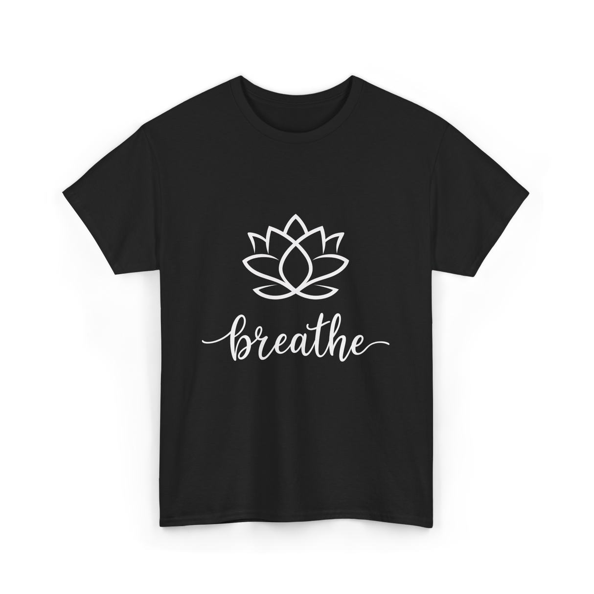 Breathe Lotus Flower Meditation T-Shirt - Black