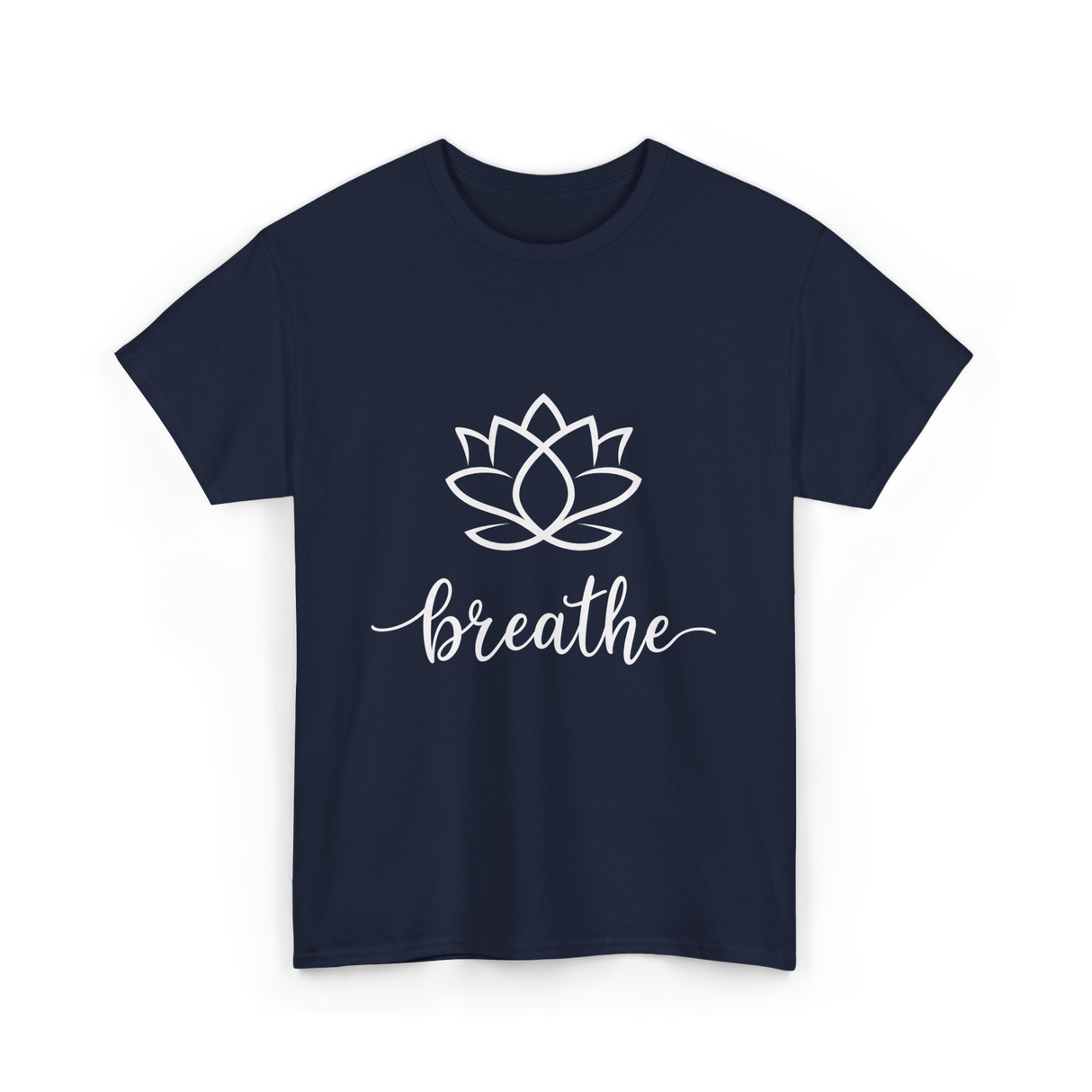 Breathe Lotus Flower Meditation T-Shirt - Navy