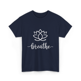 Breathe Lotus Flower Meditation T-Shirt - Navy