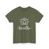 Breathe Lotus Flower Meditation T-Shirt - Military Green