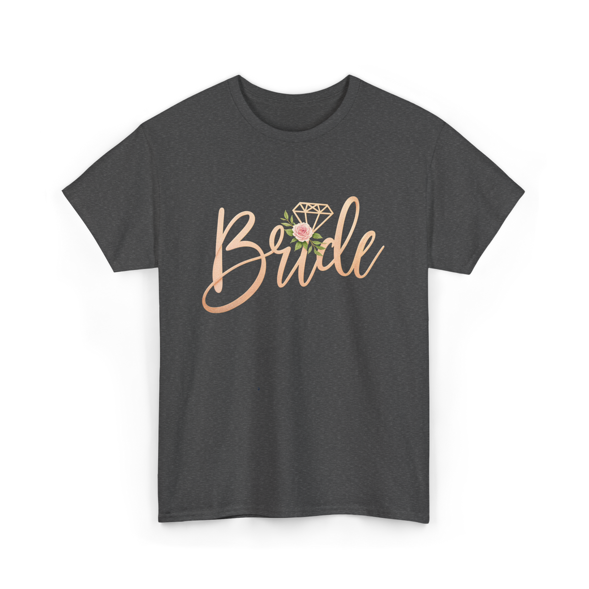 Bride Floral Wedding T-Shirt - Dark Heather