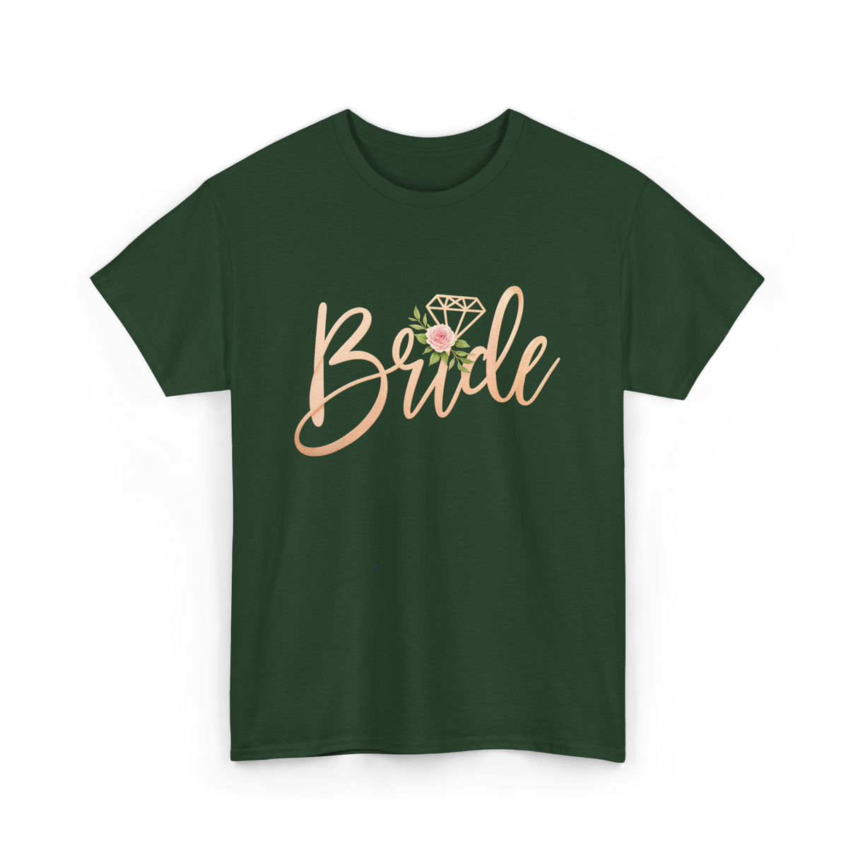 Bride Floral Wedding T-Shirt - Forest Green