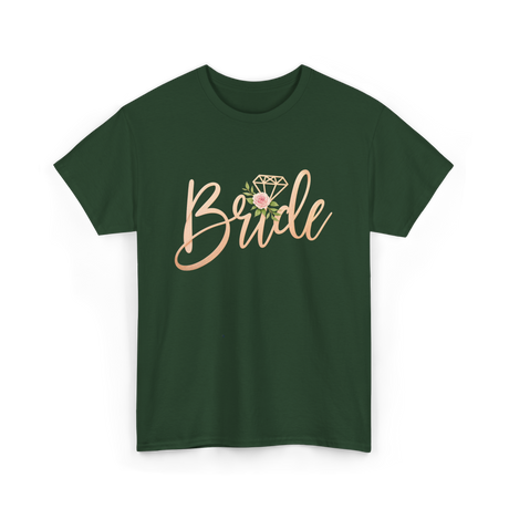 Bride Floral Wedding T-Shirt - Forest Green