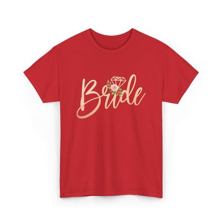 Bride Floral Wedding T-Shirt - Red