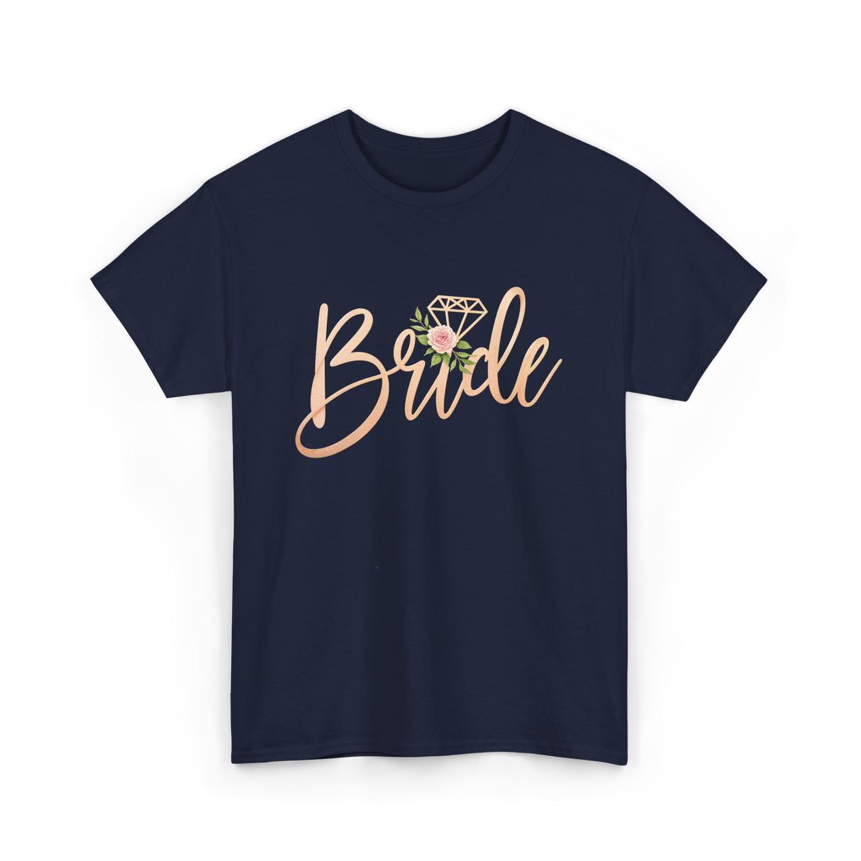 Bride Floral Wedding T-Shirt - Navy