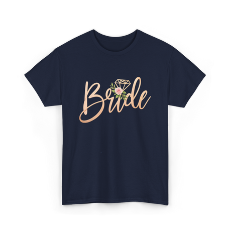 Bride Floral Wedding T-Shirt - Navy