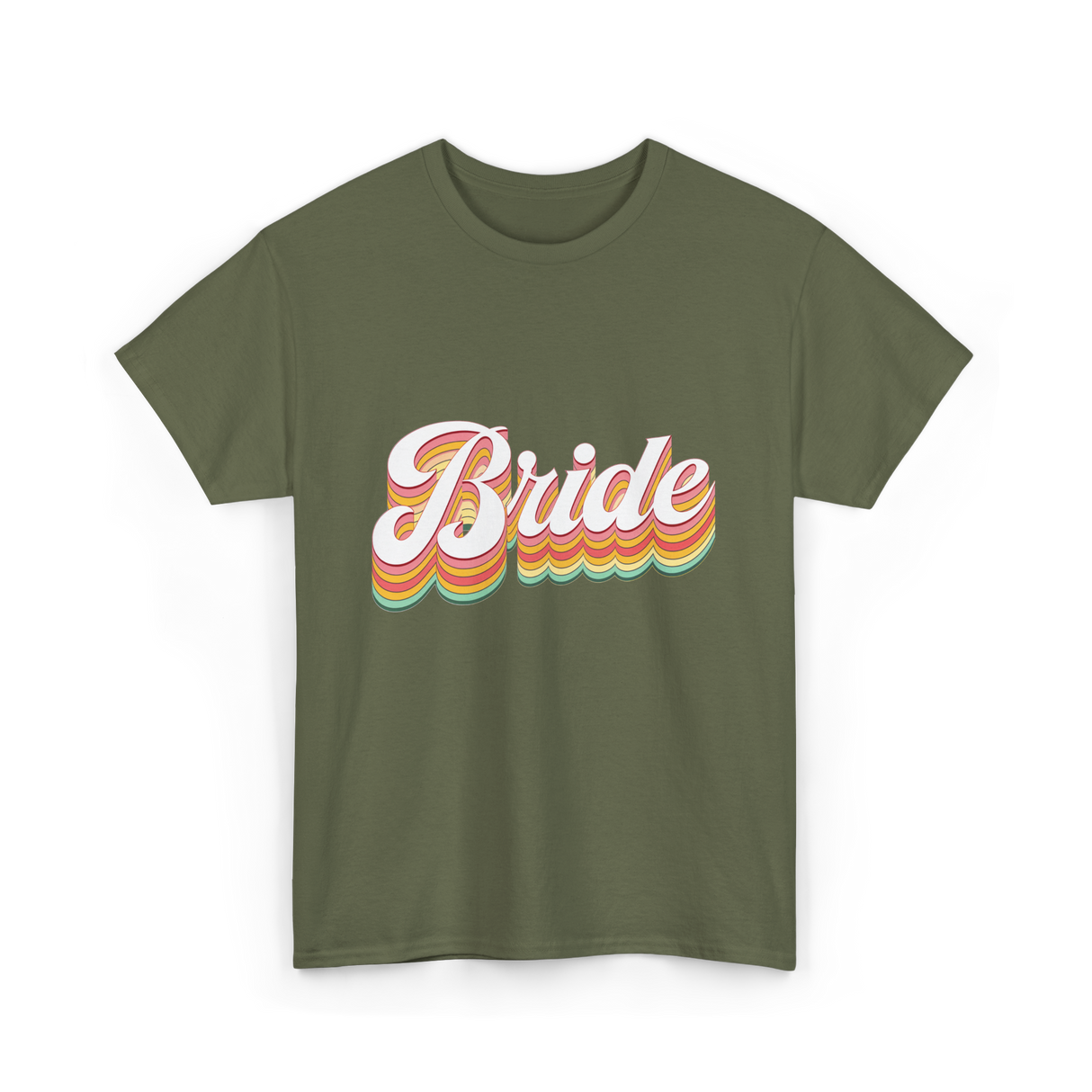 Bride Retro Wedding Bride T-Shirt - Military Green