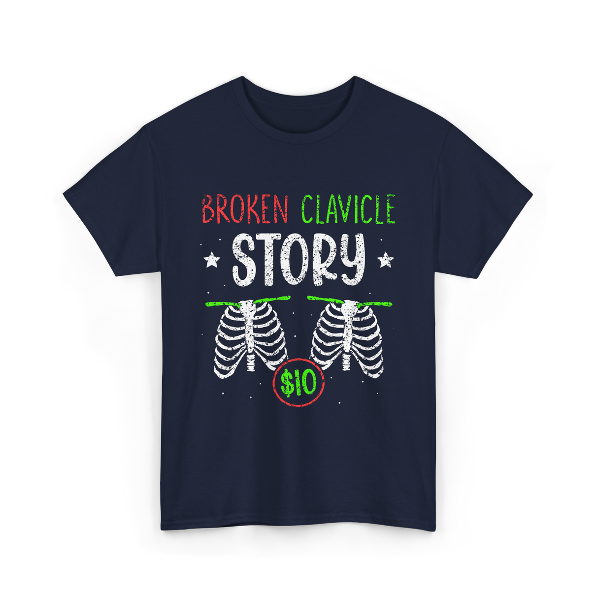 Broken Clavicle Story Clavicle Injury T-Shirt - Navy