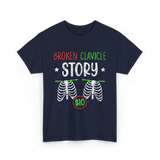 Broken Clavicle Story Clavicle Injury T-Shirt - Navy