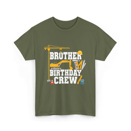 Brother Birthday Crew Construction T-Shirt - Military Green