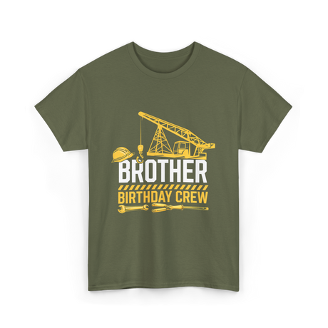 Brother Birthday Crew Construction T-Shirt - Military Green