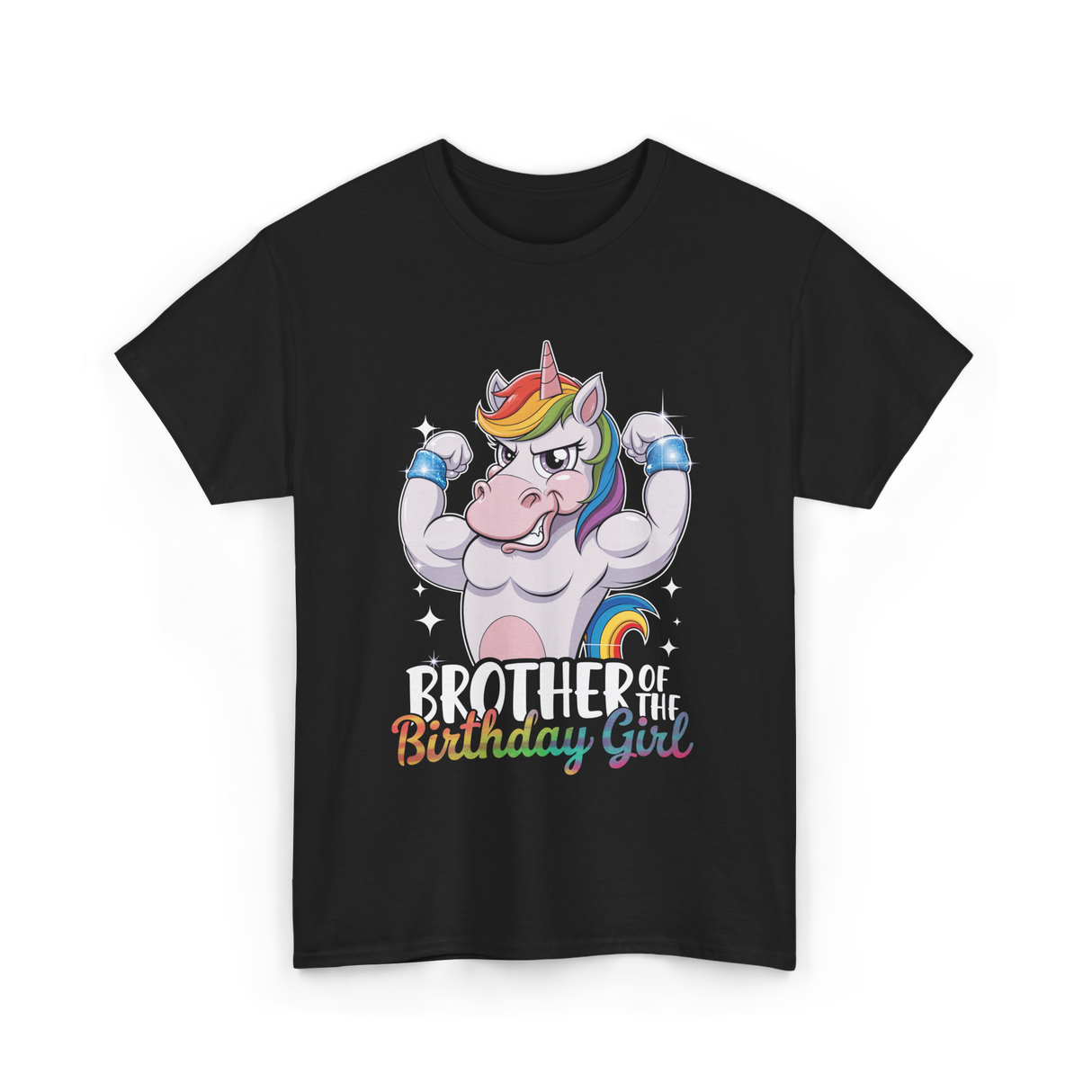 Brother of Birthday Girl Unicorn T-Shirt - Black