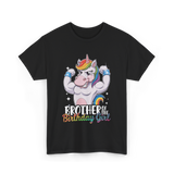 Brother of Birthday Girl Unicorn T-Shirt - Black