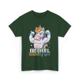 Brother of Birthday Girl Unicorn T-Shirt - Forest Green