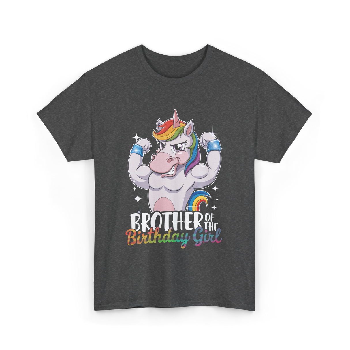 Brother of Birthday Girl Unicorn T-Shirt - Dark Heather